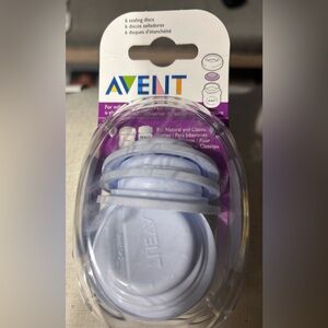 NEW UNOPENED. AVENT 6 SEALING DISCS FOR MILK/FOOD STORAGE. HARD TO FIND.